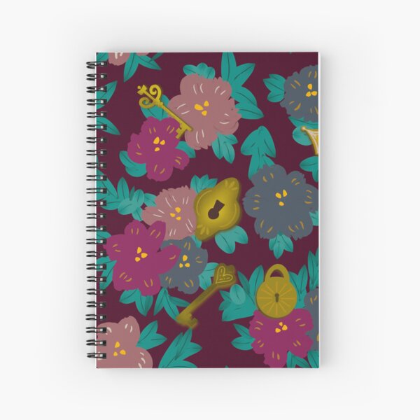Item preview, Secret Garden Keys and Locks | Burgundy Floral Pattern designed and sold by Leselina Designs.