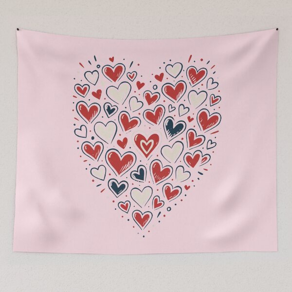 Item preview, Patriotic Heartburst – Red, White & Blue Hand-Drawn Heart Cluster Design designed and sold by Victor Shadehorn.