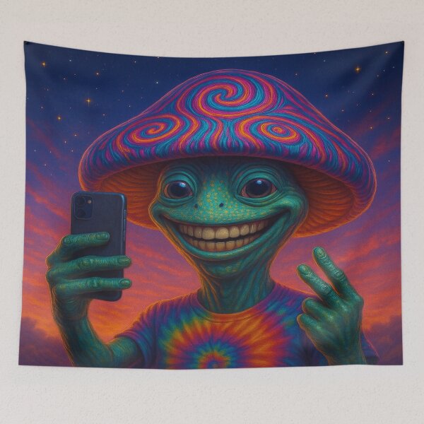 Item preview, Psychedelic Mushroom Selfie Vibes designed and sold by buzzprints1234.