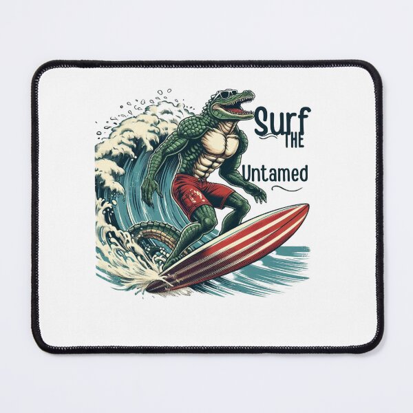 Item preview, Surf the Untamed – Wild Surfing Crocodile Art designed and sold by JenniferCreaArte .