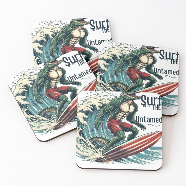 Item preview, Surf the Untamed – Wild Surfing Crocodile Art designed and sold by JenniferCreaArte .