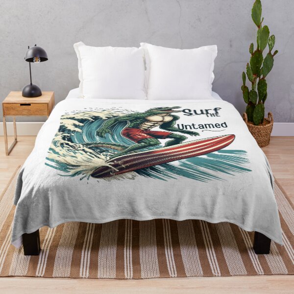Item preview, Surf the Untamed – Wild Surfing Crocodile Art designed and sold by JenniferCreaArte .