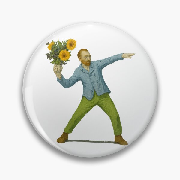 Aperçu de l'œuvre Van Gogh jetant des tournesols Street Art créée et vendue par InnaPo ⭐⭐⭐⭐⭐.