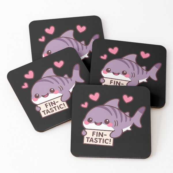 Item preview, Kawaii Zebra Shark Holding FIN-TASTIC Sign – Cute Ocean Animal designed and sold by My Cool Store.