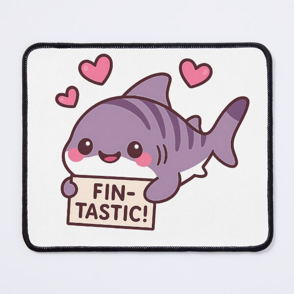 Item preview, Kawaii Zebra Shark Holding FIN-TASTIC Sign – Cute Ocean Animal designed and sold by My Cool Store.