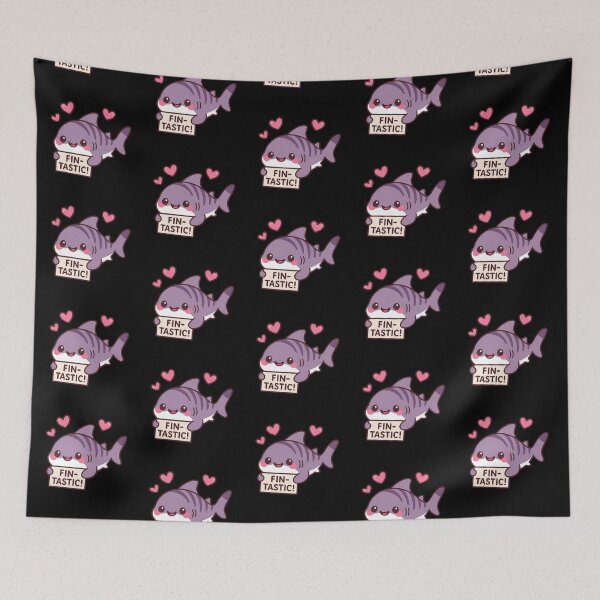 Item preview, Kawaii Zebra Shark Holding FIN-TASTIC Sign – Cute Ocean Animal designed and sold by My Cool Store.