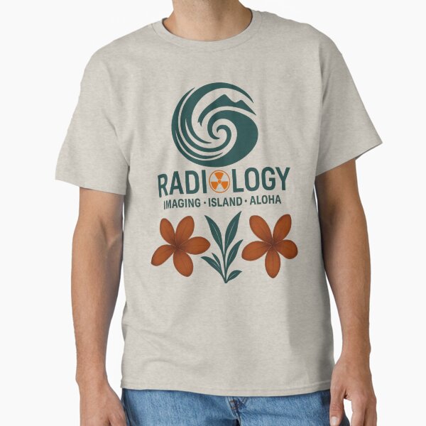 Vista previa del artículo con la obra «Emblema Aloha de Plumeria Wave Radiology», diseñado y vendido por AlohaRadGear.