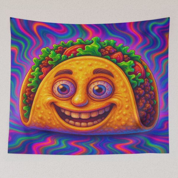 Item preview, Taco Trip – Psychedelic Smiling Taco Character designed and sold by buzzprints1234.