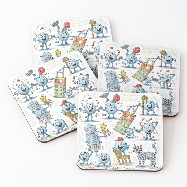 Item preview, Playful Cartoon of Anthropomorphic Atoms in Action designed and sold by Cloud-Riders.