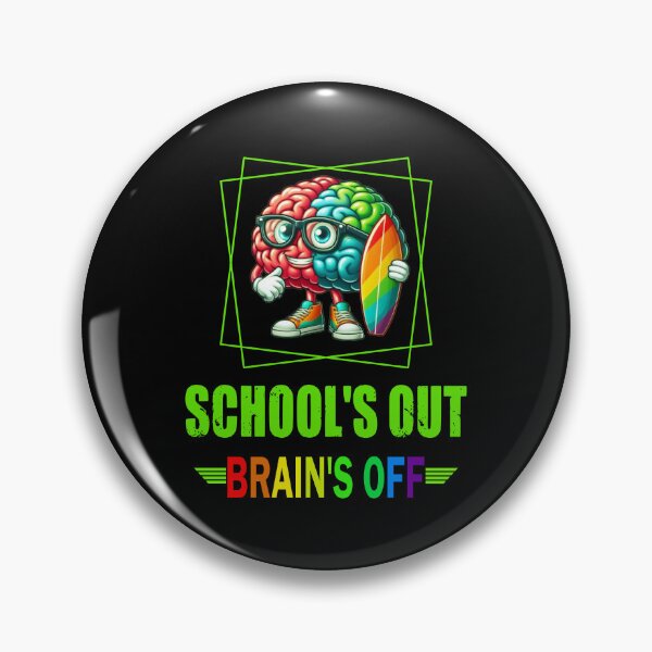 Item preview, School Out Brain Off Funny brain proudly holding its surfboard designed and sold by Creat-Des.