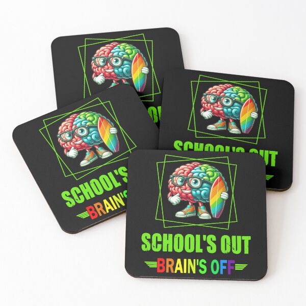 Item preview, School Out Brain Off Funny brain proudly holding its surfboard designed and sold by Creat-Des.