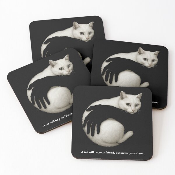 Item preview, White Cat Hugged by a Shadow Hand designed and sold by Patternicity.