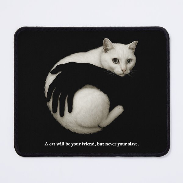 Item preview, White Cat Hugged by a Shadow Hand designed and sold by Patternicity.