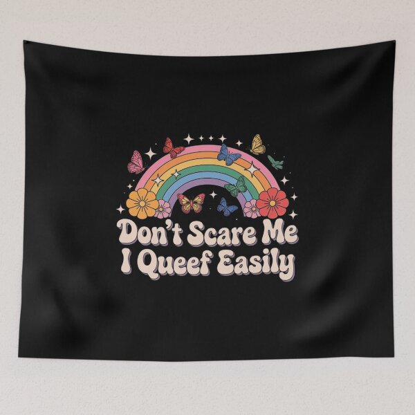 Item preview, Don’t Scare Me I Queef Easily – Funny Adult Humor with Retro Rainbow Design designed and sold by love3617.