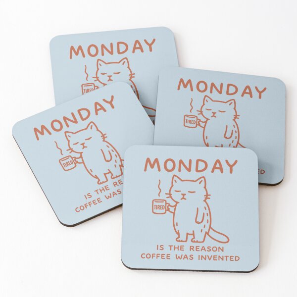 Item preview, Monday Is The Reason Coffee Was Invented Tired Cat designed and sold by NosandEdgy.