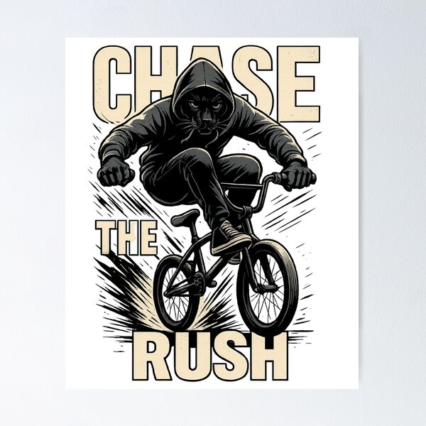 Item preview, Chase the Rush – Urban Panther BMX Rider Art designed and sold by JenniferCreaArte .