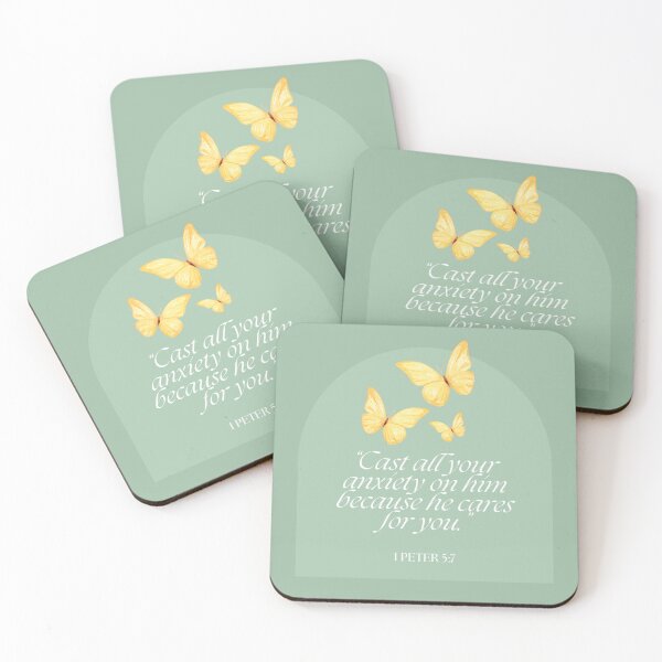 Item preview, Yellow Butterfly Bible Verses - 1 Peter 5:7 designed and sold by bywellversed.