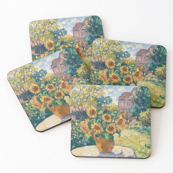 Item preview, Bright Sunflower French Landscape – Impressionist Floral Painting  designed and sold by CARRAANN.
