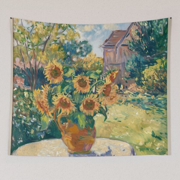 Item preview, Bright Sunflower French Landscape – Impressionist Floral Painting  designed and sold by CARRAANN.