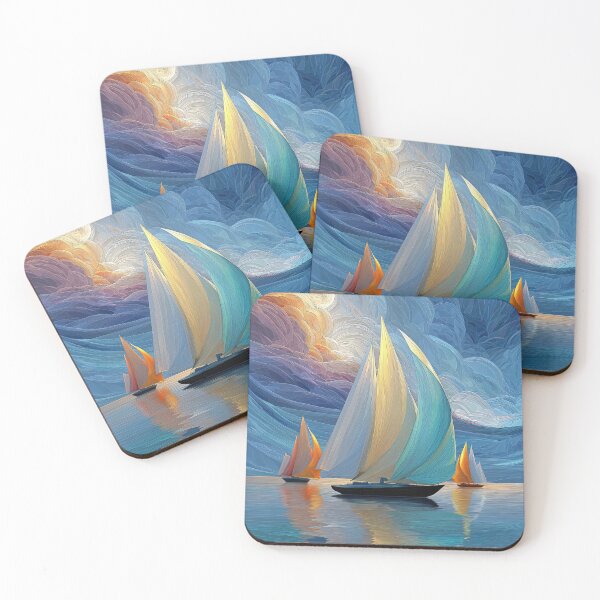 Item preview, Sailboat Symphony – Ethereal Sunset Seascape designed and sold by Rocky Mountain Artistry.