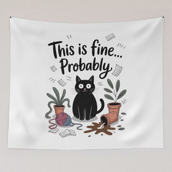 Item preview, This Is Fine… Probably – Black Cat in Chaos designed and sold by jubileejungle.