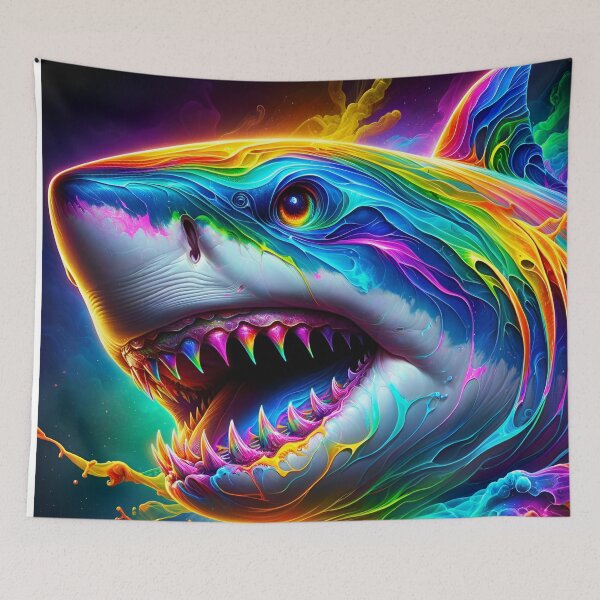 Item preview, Rainbow Shark in Neon Ink designed and sold by clipify.