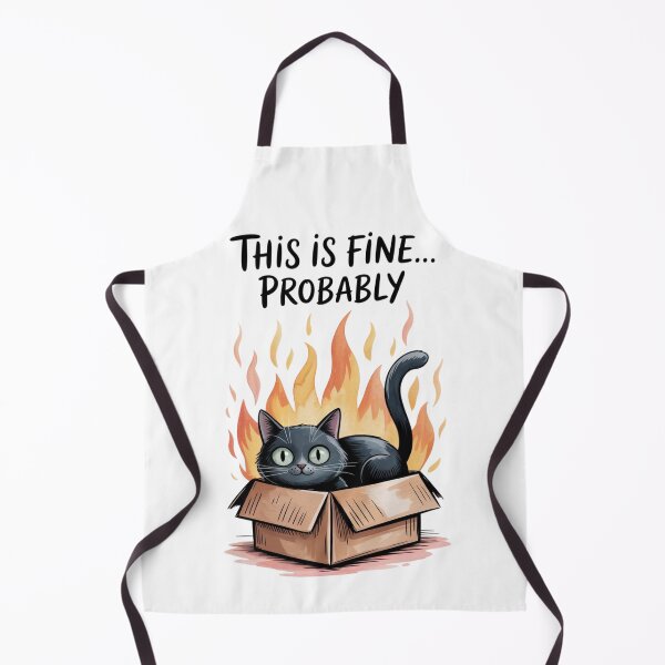 Item preview, This Is Fine… Probably – Black Cat in Flaming Box designed and sold by jubileejungle.