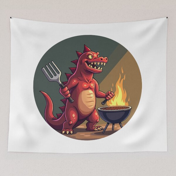 Item preview, Barbecue Dinosaur Cartoon – Grill Master Dino Art- Happy Fathers Day designed and sold by ebocraft.