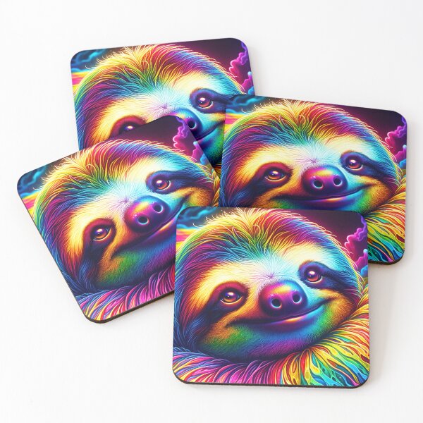 Item preview, Rainbow Sloth in Neon Ink – Vibrant Psychedelic Chill Art designed and sold by clipify.