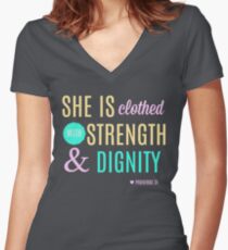 Proverbs 31 Print Women's Fitted V-Neck T-Shirt