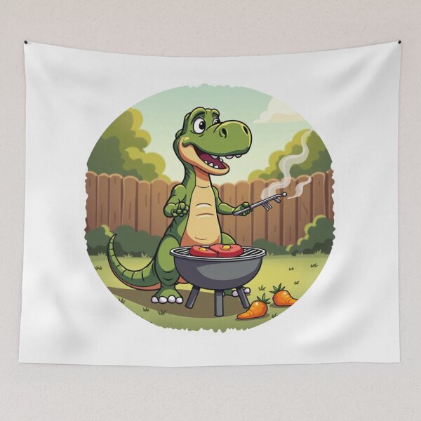 Item preview, Funny T-Rex Grilling Illustration – 'T-Rex Barbecuing- Father;s Day designed and sold by ebocraft.