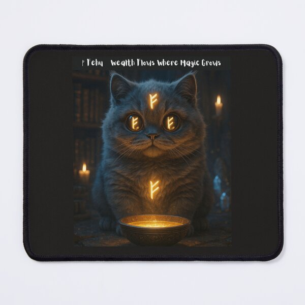 Item preview, Fehu the Fluffy Rune Cat designed and sold by SommanasShop.