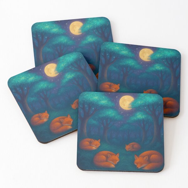 Item preview, Moonlit Forest Foxes – Tranquil Nightscape designed and sold by Soft rot studio.