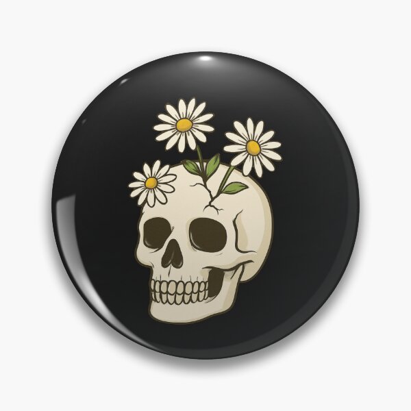 Item preview, Daisy Bloom Skull – Minimalist Floral Skull Art designed and sold by ColorSplash123.