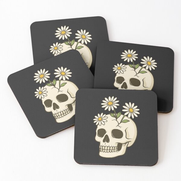 Item preview, Daisy Bloom Skull – Minimalist Floral Skull Art designed and sold by ColorSplash123.