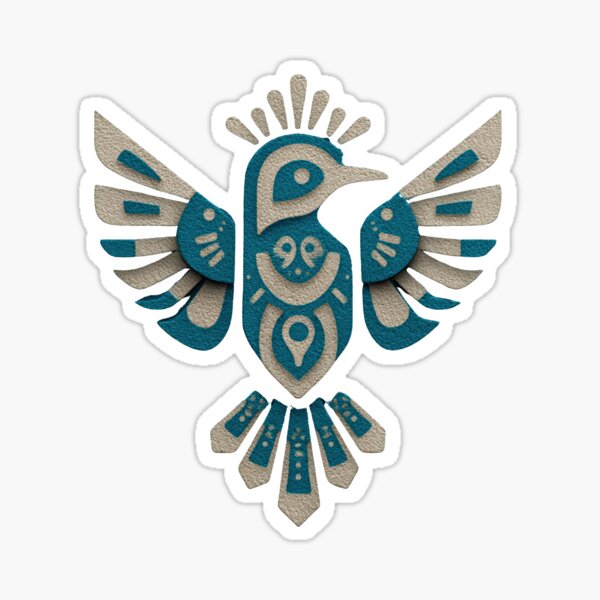 Item preview, Blue Spirit Bird Totem – Tribal Tech Fusion designed and sold by BasajaunStudio.