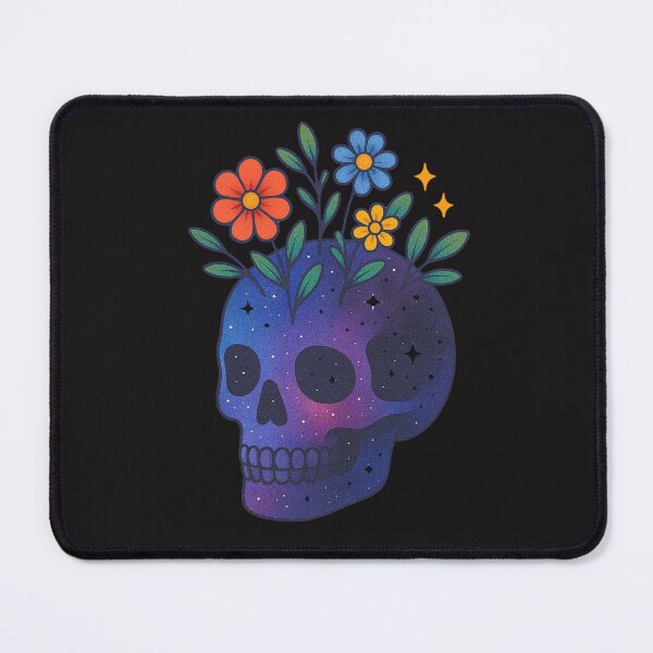Item preview, Cosmic Floral Skull – Galaxy-Inspired Skull with Stars & Flowers designed and sold by ColorSplash123.