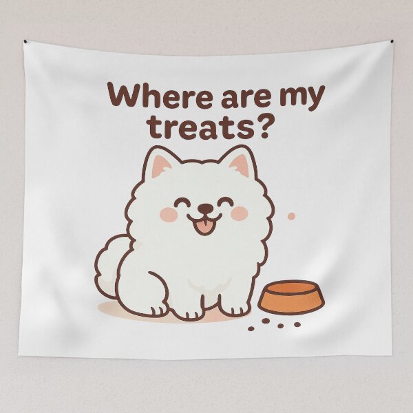 Item preview, Cute Samoyed Dog Asking for Treats - Kawaii Anime Style designed and sold by Asbiell.