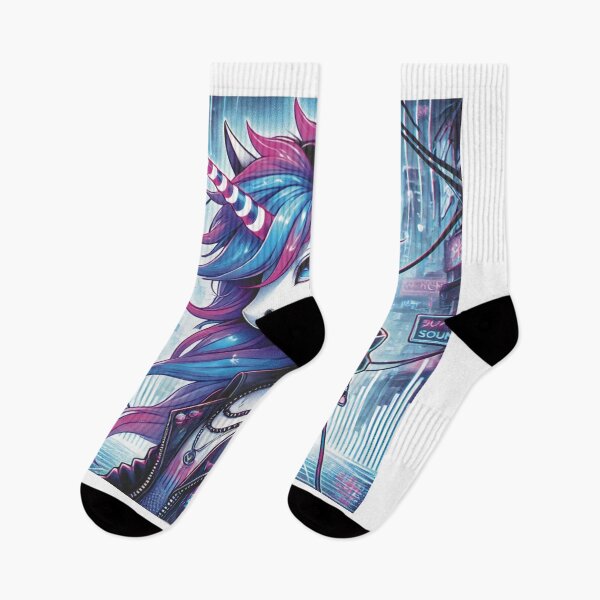 Item preview, Cyberpunk Unicorn – Neon Rebel in a Glitchwave City designed and sold by Asbiell.