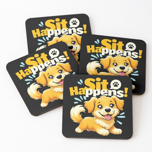 Item preview, Funny Cute Dog "Sit Happens!" designed and sold by vivid-vibes-art.