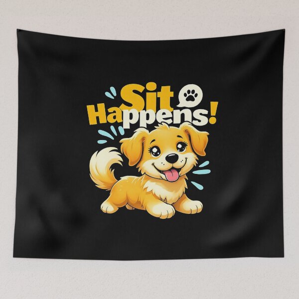 Item preview, Funny Cute Dog "Sit Happens!" designed and sold by vivid-vibes-art.