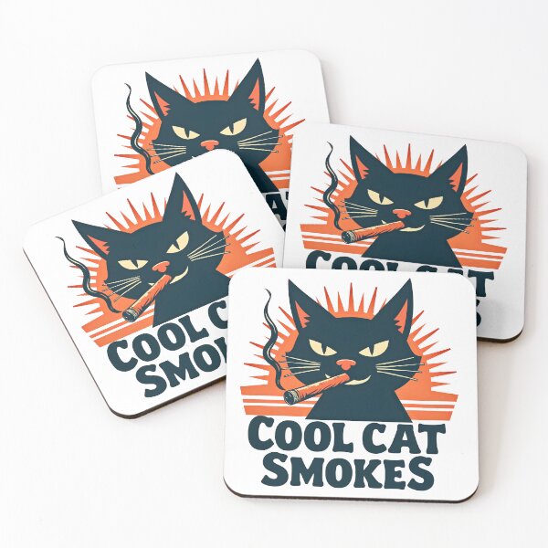Item preview, Cool Cat Smokes – Retro Smoking Cat Cigar Design designed and sold by ArtofBJ.