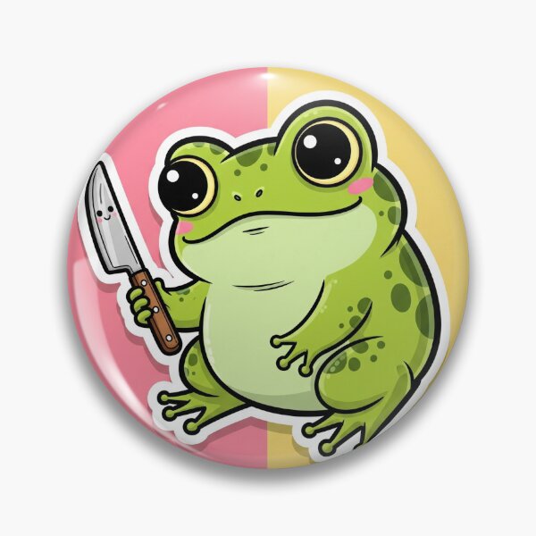 Artikelvorschau, Chaotischer süßer Frosch mit Messer - Kawaii Meme Sticker entworfen und verkauft von Roniit0001.
