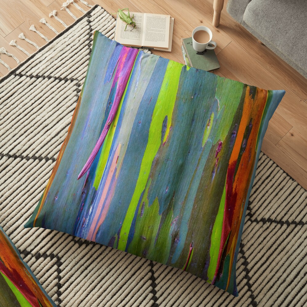 Rainbow Eucalyptus Pattern Floor Pillow