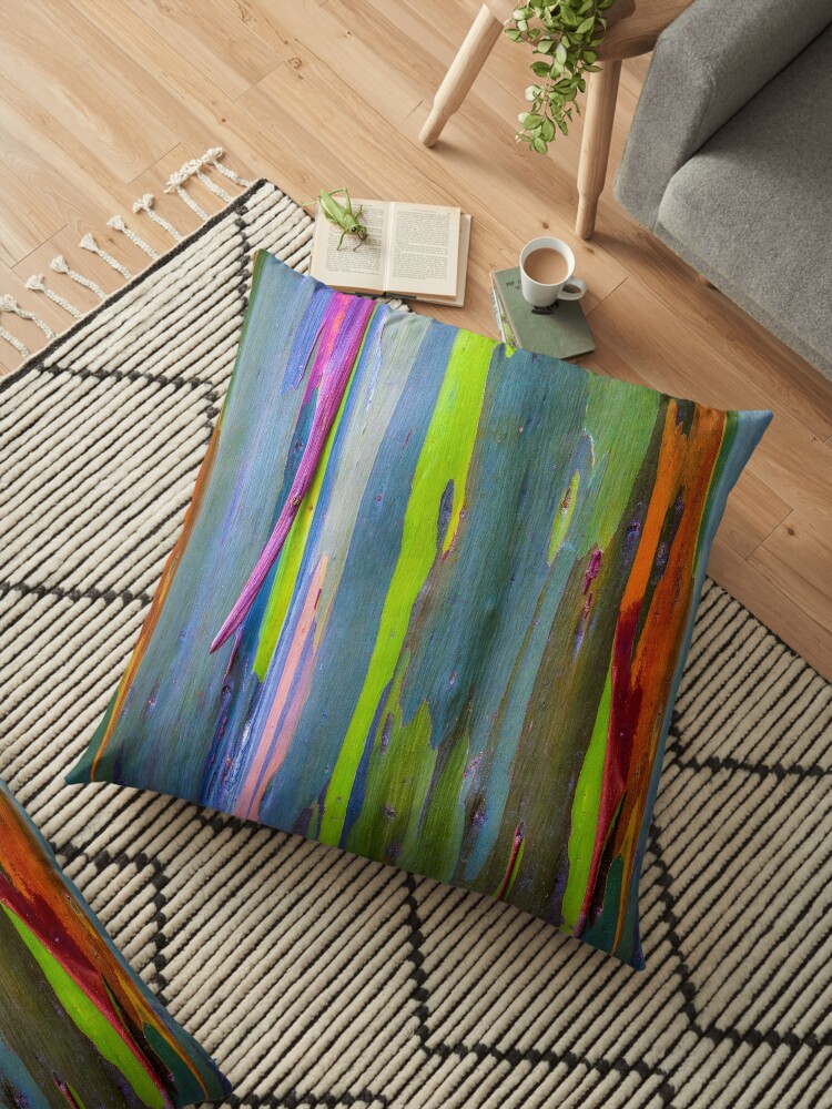 Rainbow Eucalyptus Pattern Floor Pillow By Travelwitheric Redbubble