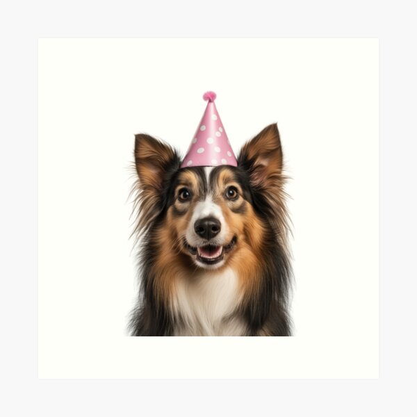 Item preview, Cute Shetland Sheepdog with Party Hat Birthday Celebration designed and sold by LazyOwlStore.