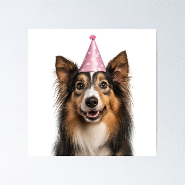 Item preview, Cute Shetland Sheepdog with Party Hat Birthday Celebration designed and sold by LazyOwlStore.