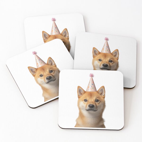 Item preview, Cute Shiba Inu dog with Party Hat Birthday Celebration designed and sold by LazyOwlStore.