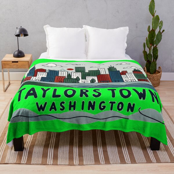 Aperçu de l'œuvre Autocollant paysage urbain aquarelle minimaliste de Taylors Town Washington, créée et vendue par PaintMeWorld.
