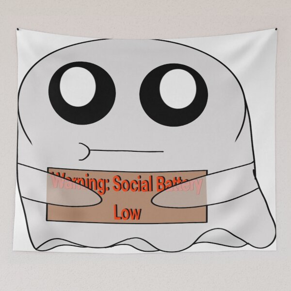 Item preview, Introvert Ghost – Social Battery Low Warning” designed and sold by ArtfulEscapes25.